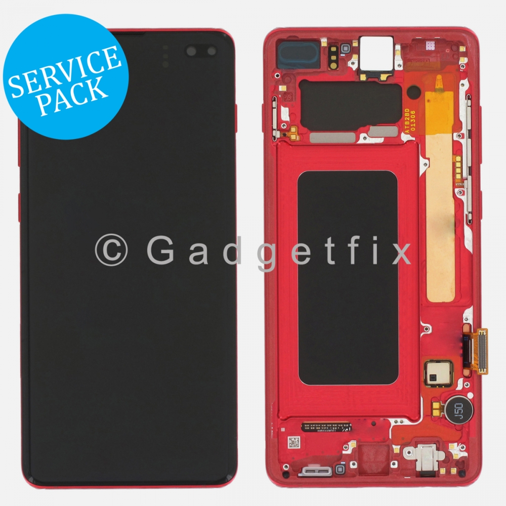 Red Display LCD Touch Screen Digitizer Frame For Samsung Galaxy S10 Plus (Service Pack)