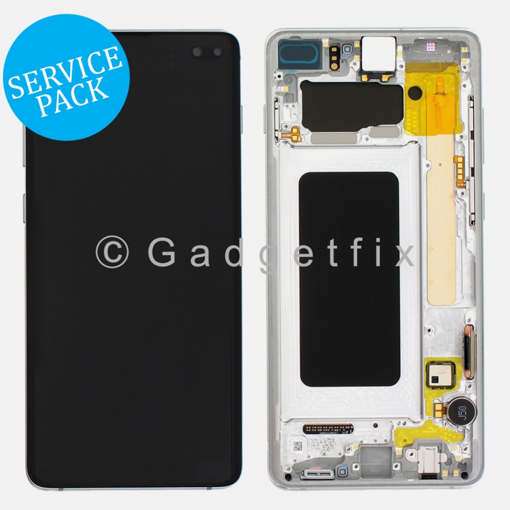 Prism White Display LCD Touch Screen Digitizer Frame For Samsung Galaxy S10 Plus (Service Pack)