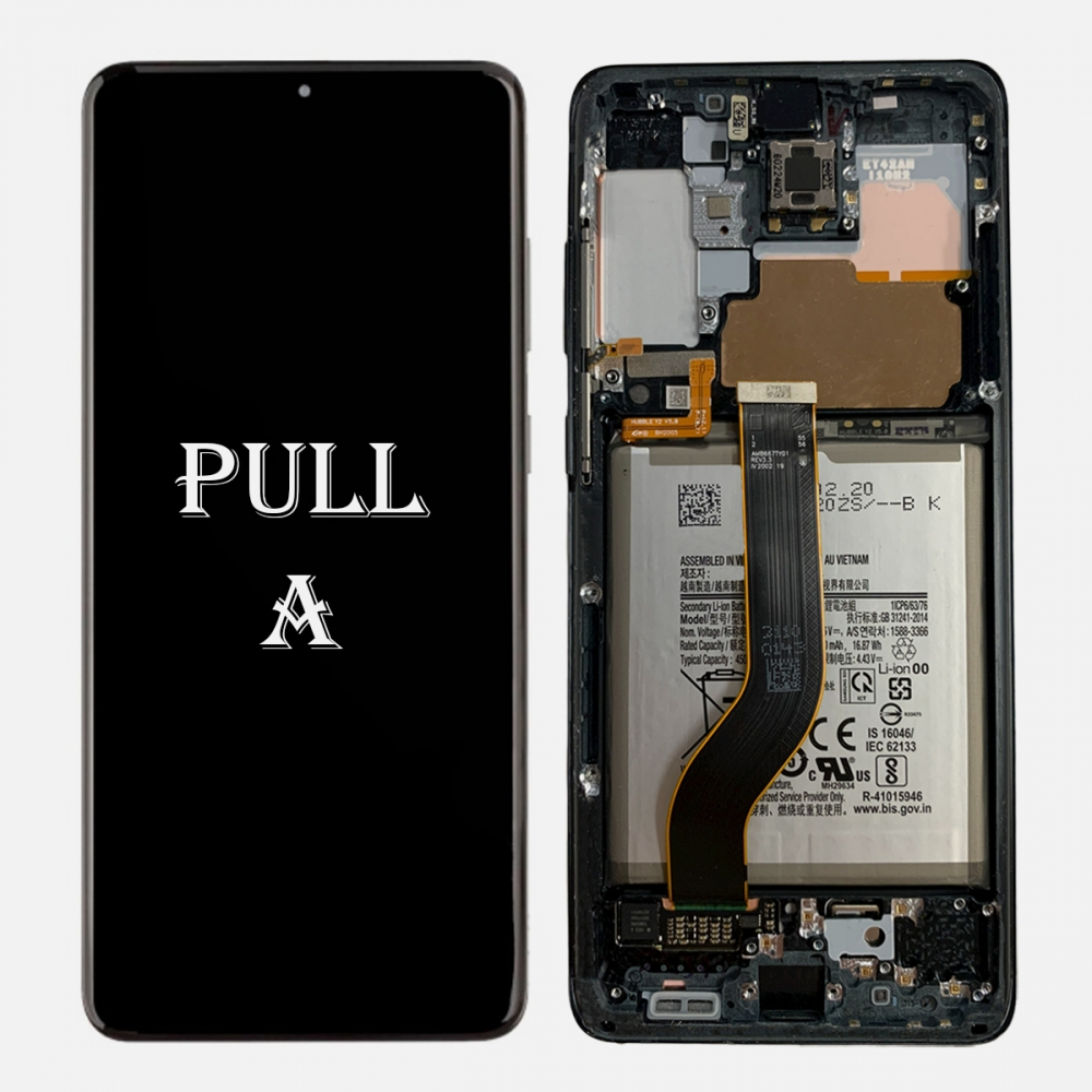 Used A Gray AMOLED Display Screen Assembly + Frame + Battery For Samsung S20+ Plus 5G 