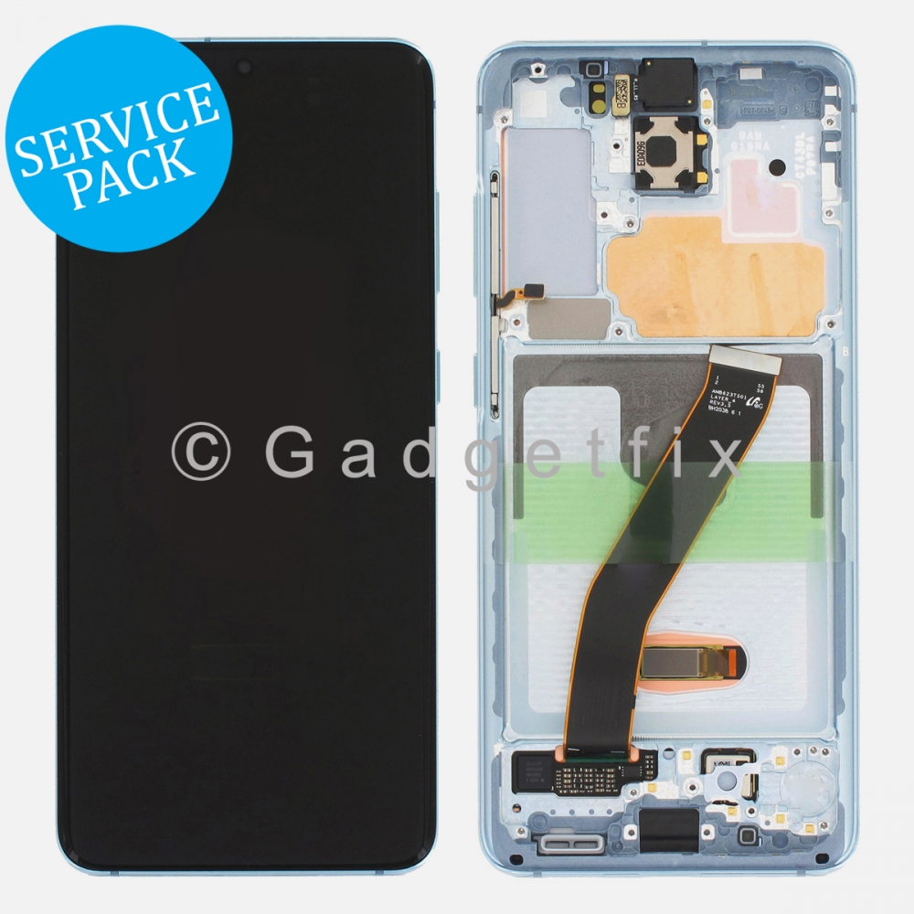 Blue OLED Display Screen Digitizer + Frame For Samsung Galaxy S20 5G (Service Pack | Not For Verizon) 