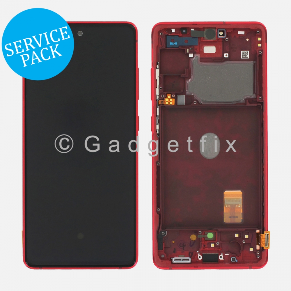 Red Display LCD Touch Screen Digitizer + Frame For Samsung Galaxy S20 FE 5G (Service Pack)
