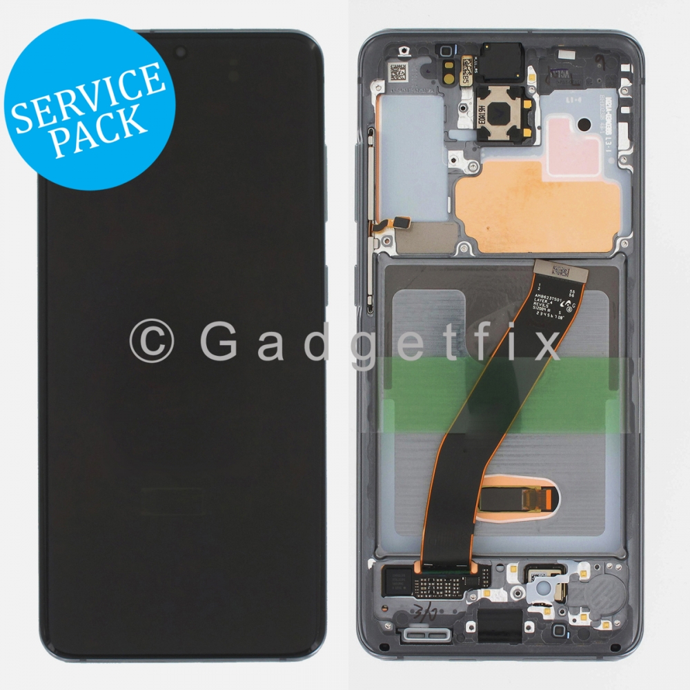 Gray OLED Display Screen Digitizer + Frame For Samsung Galaxy S20 5G (Service Pack | Not For Verizon) 