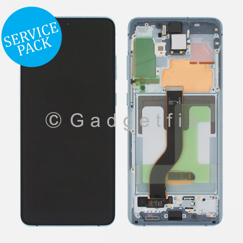 Blue AMOLED Display Screen Digitizer Assembly + Frame For Samsung Galaxy S20+ Plus 5G (Service Pack)