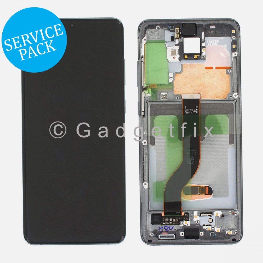 Gray AMOLED Display Screen Digitizer Assembly + Frame For Samsung Galaxy S20+ Plus 5G (Service Pack)