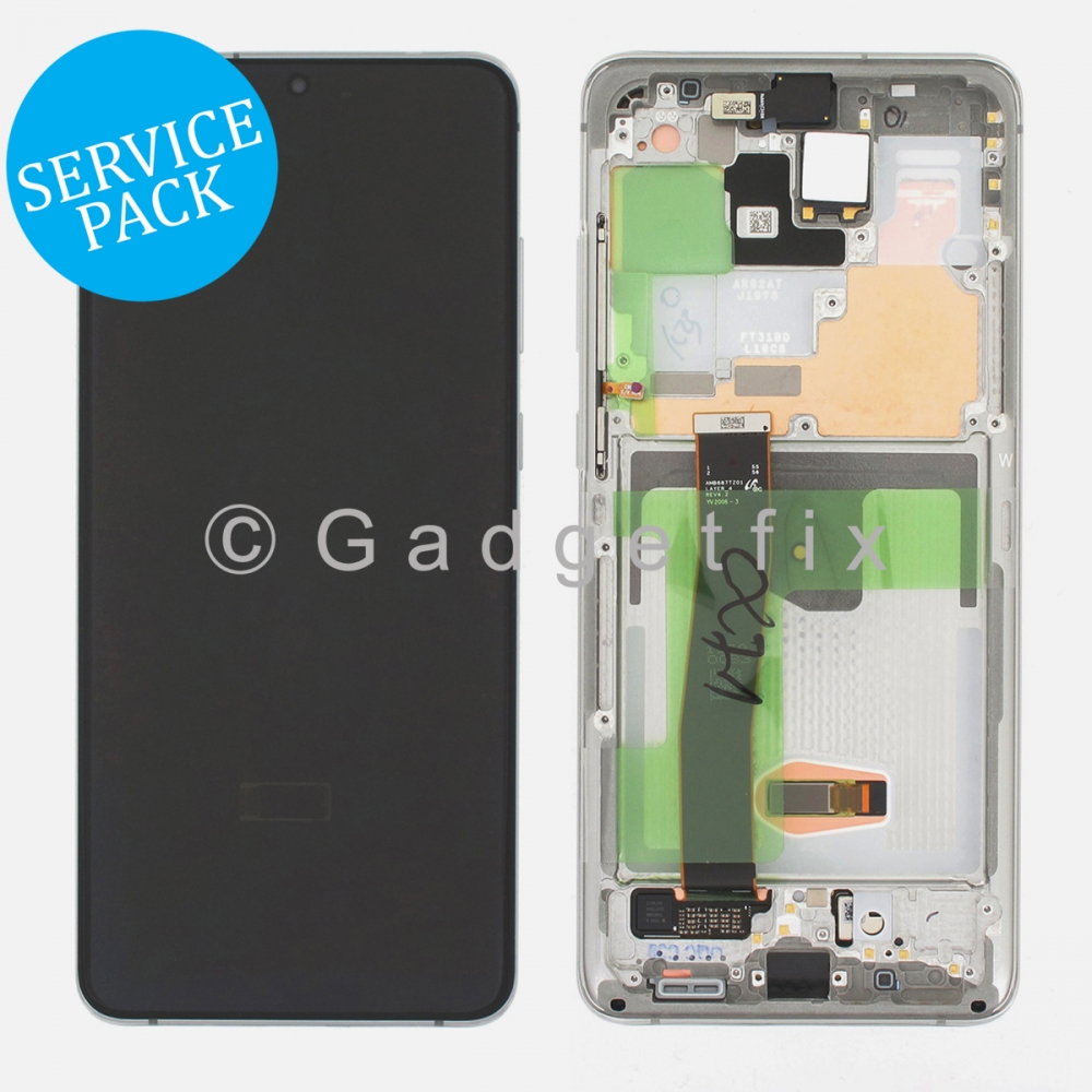 White Amoled Display LCD Touch Screen Digitizer + Frame For Samsung Galaxy S20 Ultra 5G (Service Pack)