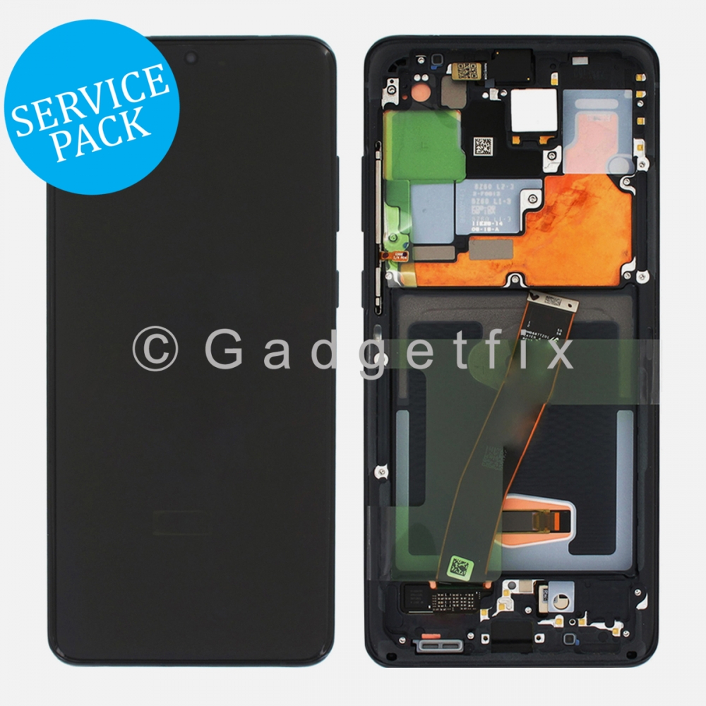 Black Display LCD Touch Screen Digitizer + Frame For Samsung Galaxy S20 Ultra 5G (Service Pack)