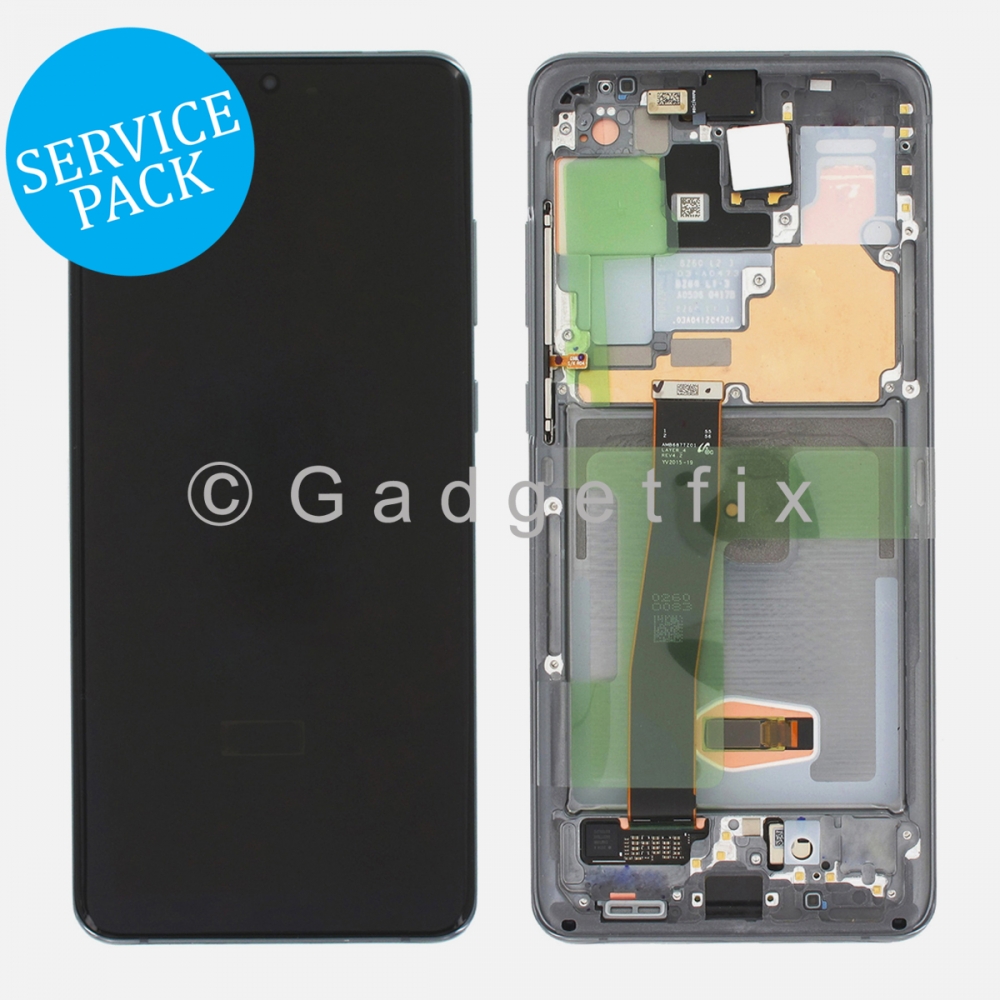 Gray Amoled Display LCD Touch Screen Digitizer + Frame For Samsung Galaxy S20 Ultra 5G (Service Pack)