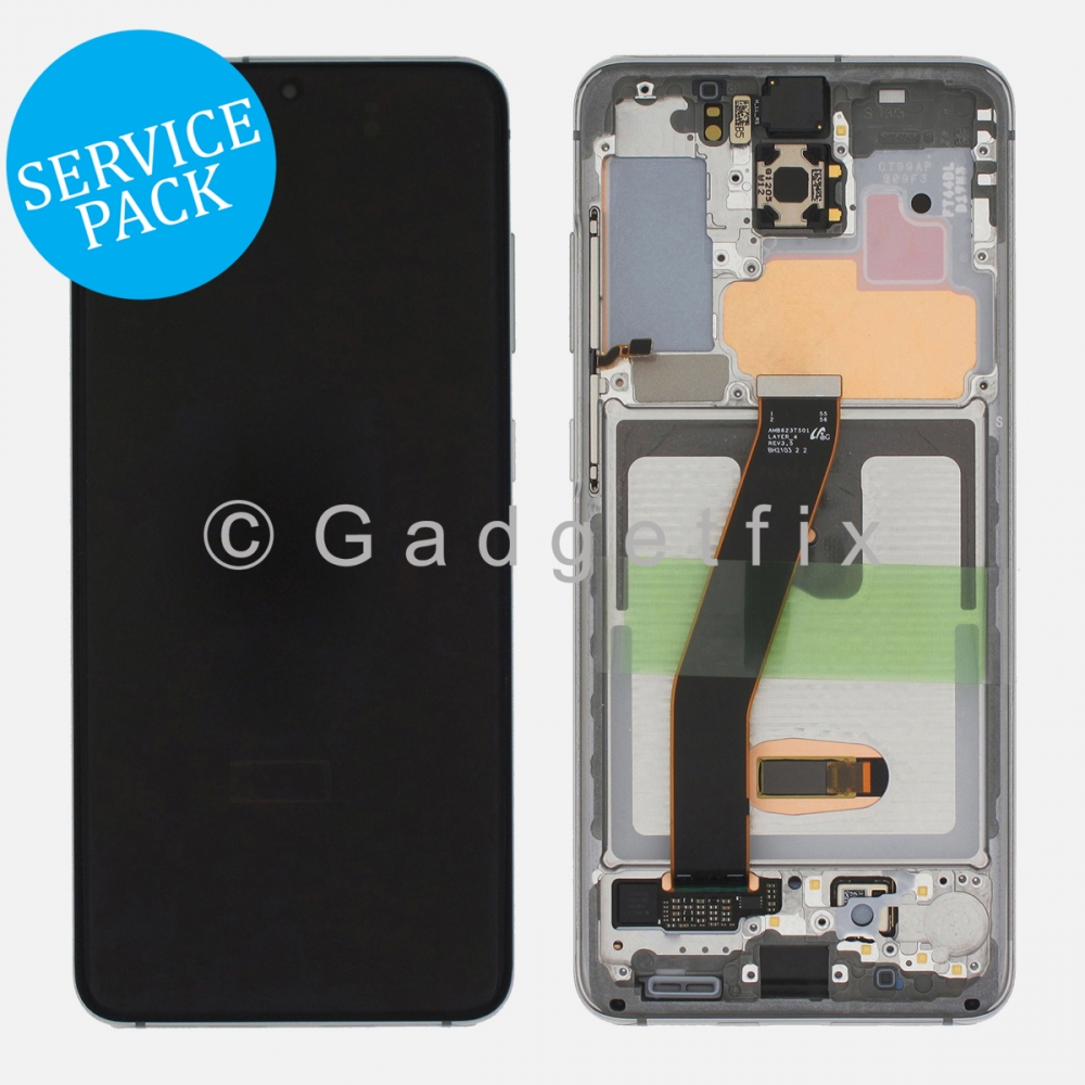 White OLED Display Screen Digitizer + Frame For Samsung Galaxy S20 5G (Service Pack | Not For Verizon) 