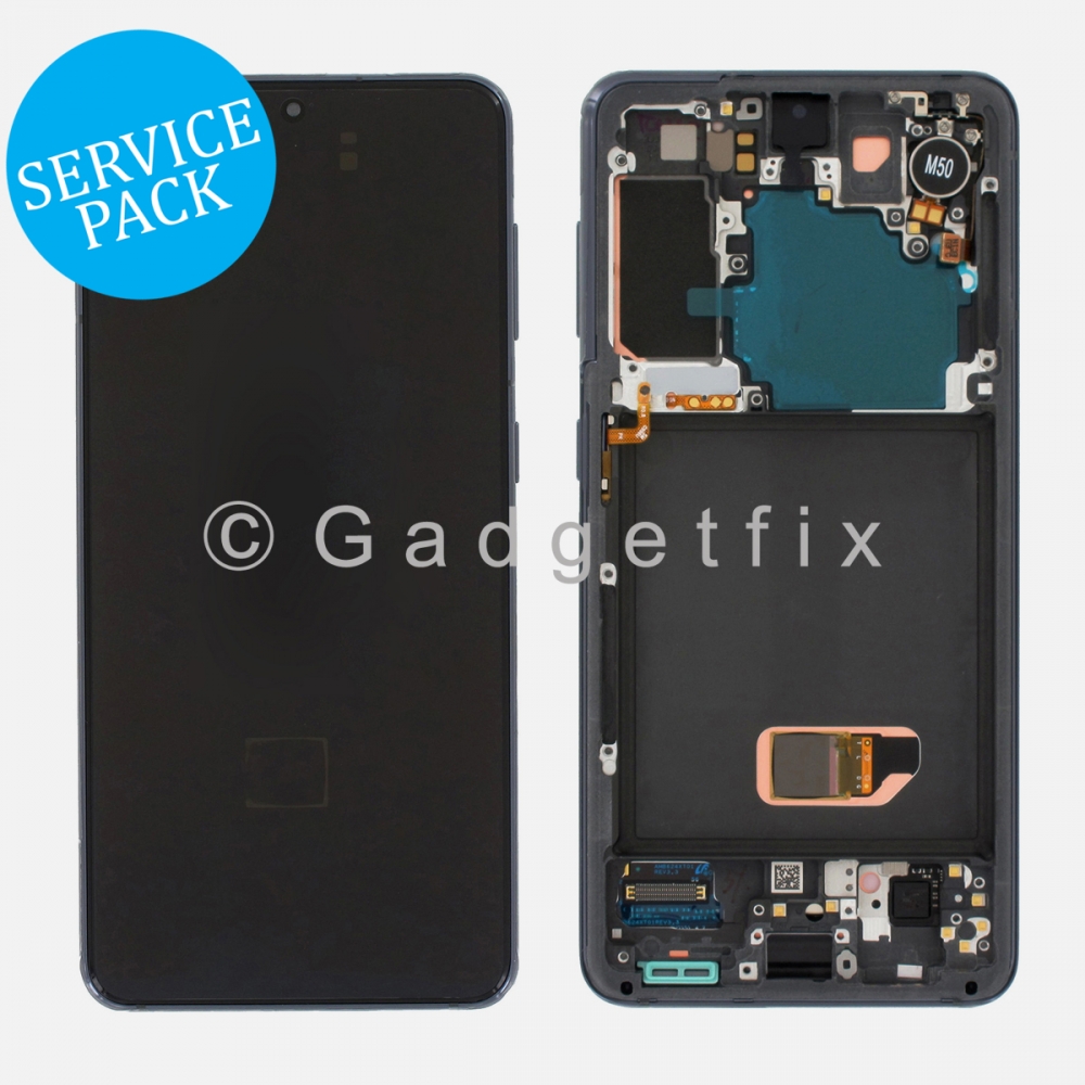 Gray Display LCD Touch Screen Digitizer Frame for Samsung Galaxy S21 5G (Service Pack)