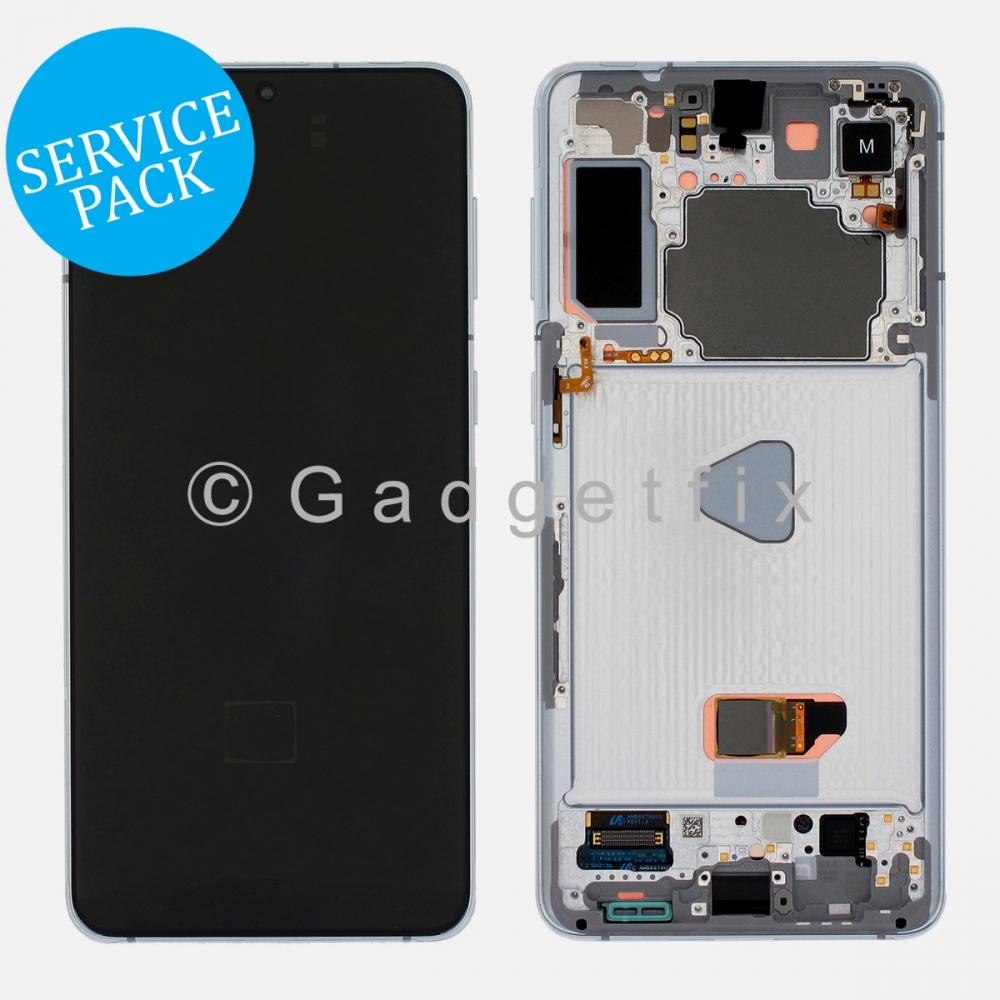Silver Display LCD Touch Screen Digitizer + Frame for Samsung Galaxy S21+ 5G Plus (Service Pack)
