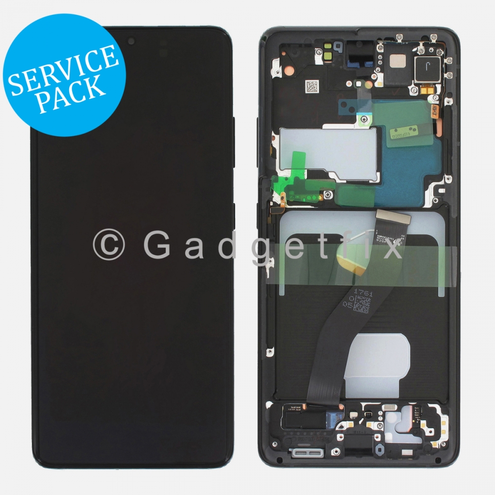 Black OLED Display Screen Digitizer Frame for Samsung Galaxy S21 Ultra 5G G998 (Service Pack)