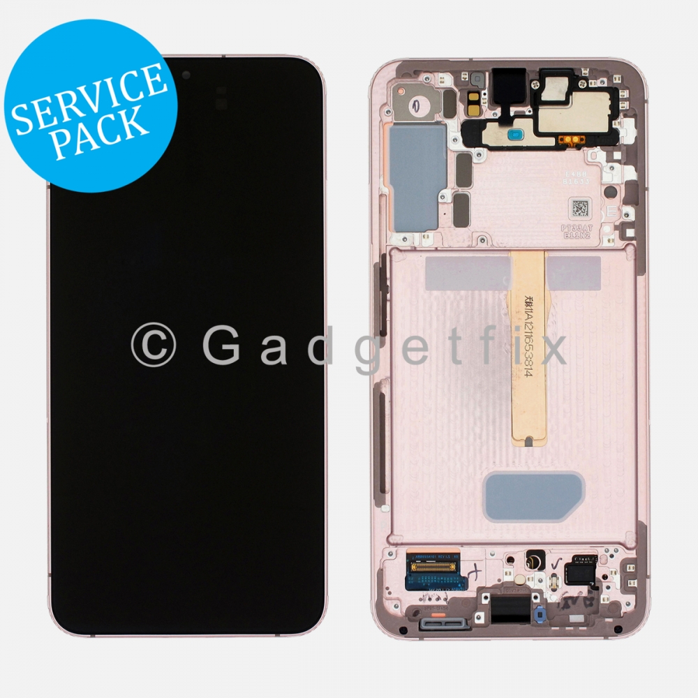 Pink Gold Display LCD Screen Digitizer W/ Frame for Samsung Galaxy S22 Plus 5G (Service Pack)
