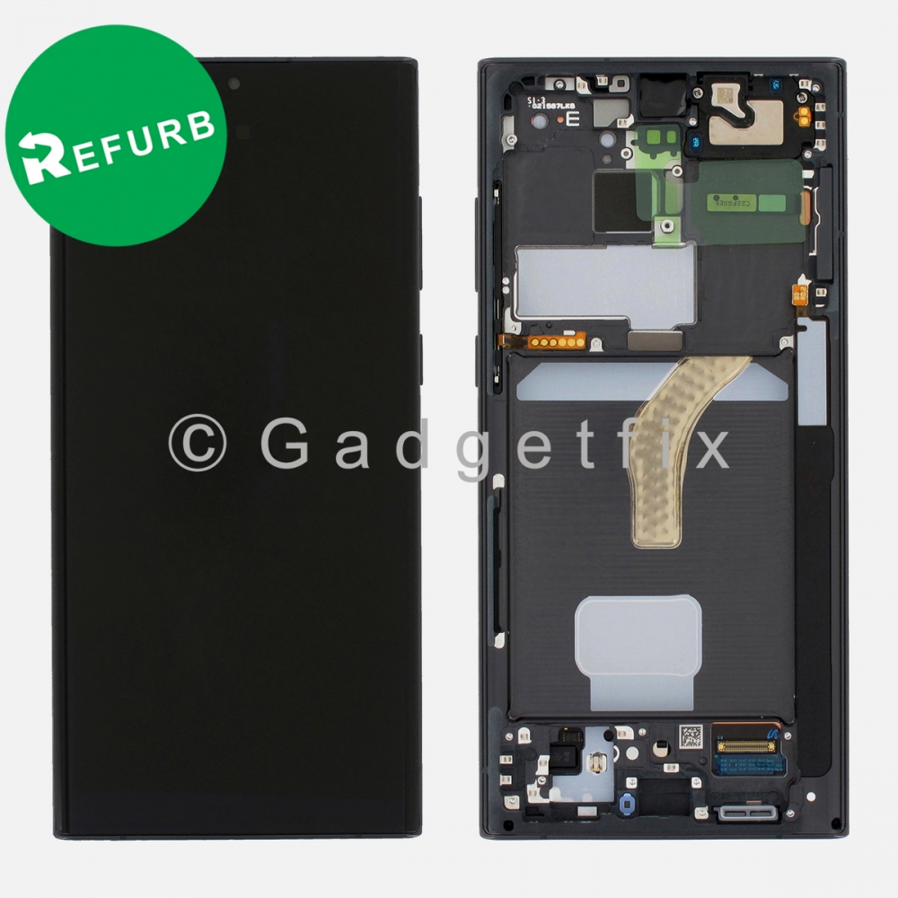 Refurbished Black Display LCD Screen W/ Frame for Samsung Galaxy S22 Ultra G908U G908B