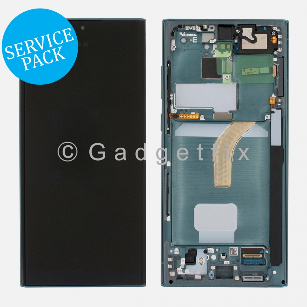 US Version Green Display LCD Screen W/ Frame for Samsung Galaxy S22 Ultra G908U G908B (Service Pack)