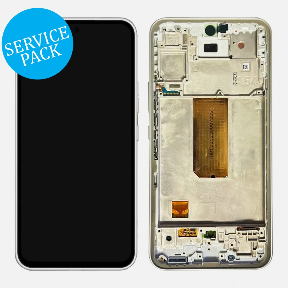 White OLED LCD Screen Digitizer + Frame For Samsung Galaxy A54 5G A546 (2023 | Service Pack)