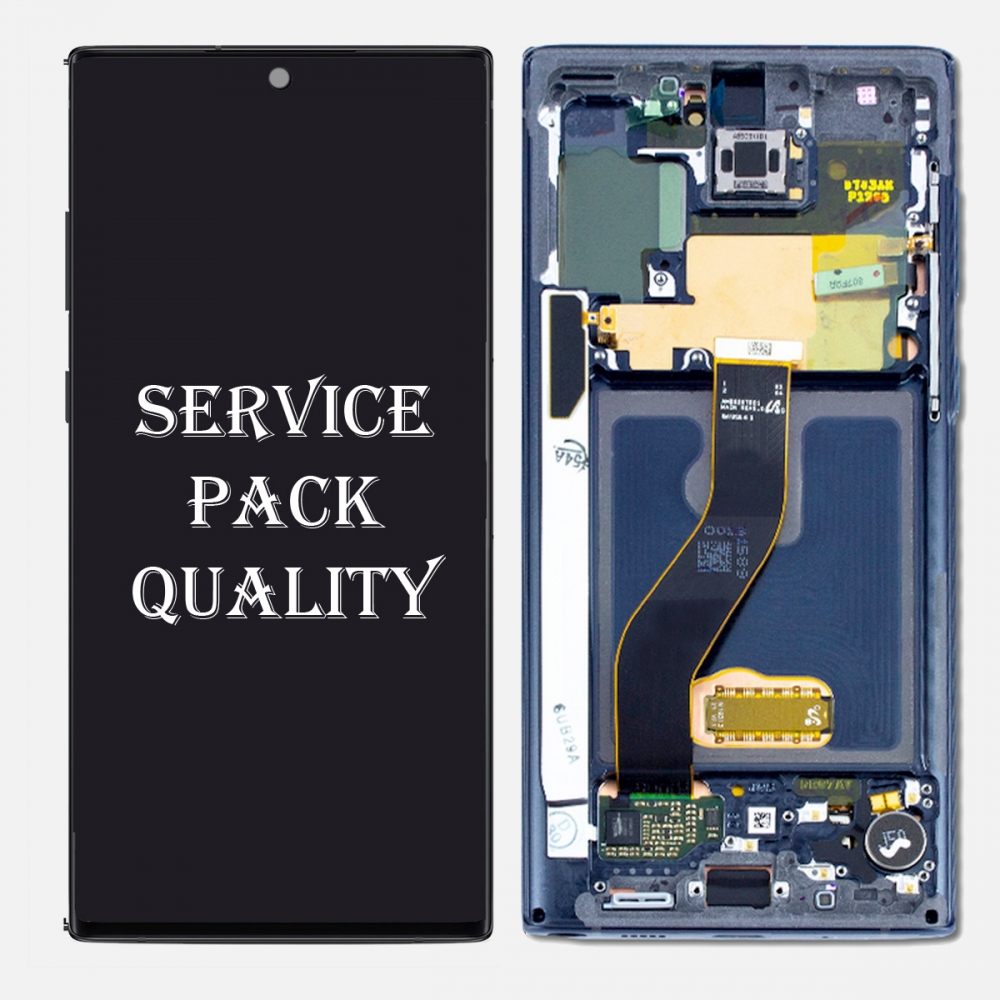 Black AMOLED Display Screen Assembly + Frame For Samsung Galaxy Note 10 N970 (Service Pack)