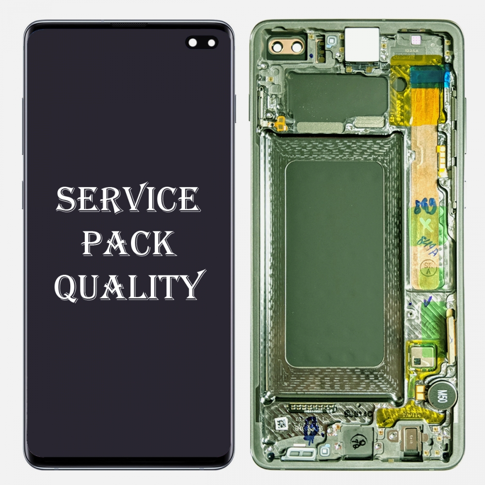 Green OLED Display LCD Touch Screen Digitizer Frame For Samsung Galaxy S10 Plus (Service Pack)