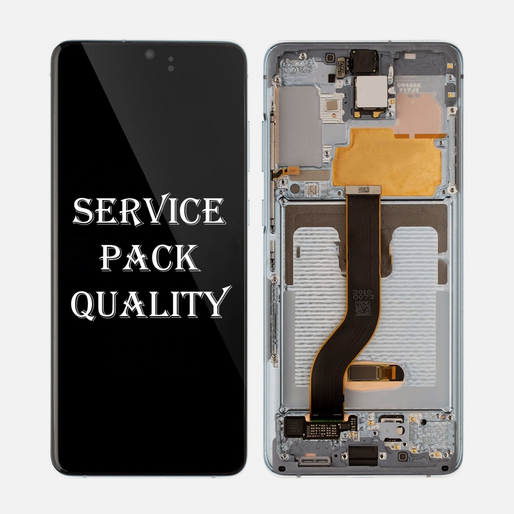 White AMOLED Display Screen Digitizer Assembly + Frame For Samsung Galaxy S20+ Plus 5G (Service Pack)