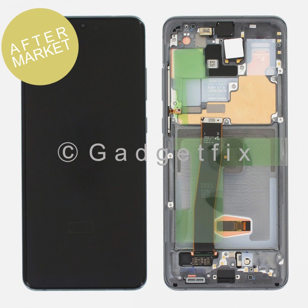 Aftermarket Gray OLED Display Screen Digitizer Assembly + Frame For Samsung Galaxy S20 Ultra 5G