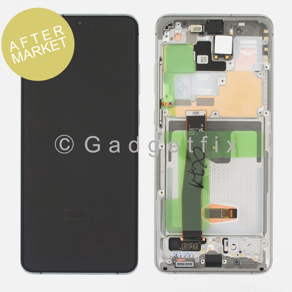 Aftermarket White OLED Display Screen Digitizer Assembly + Frame For Samsung Galaxy S20 Ultra 5G