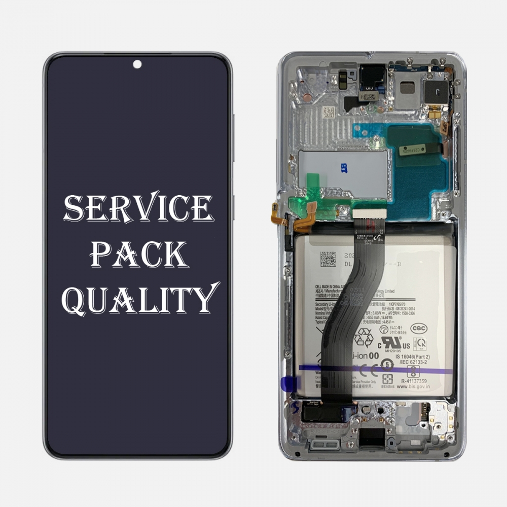 Silver Oled Display Lcd Touch Screen Digitizer Frame For Samsung Galaxy S21 Ultra 5g Service Pack