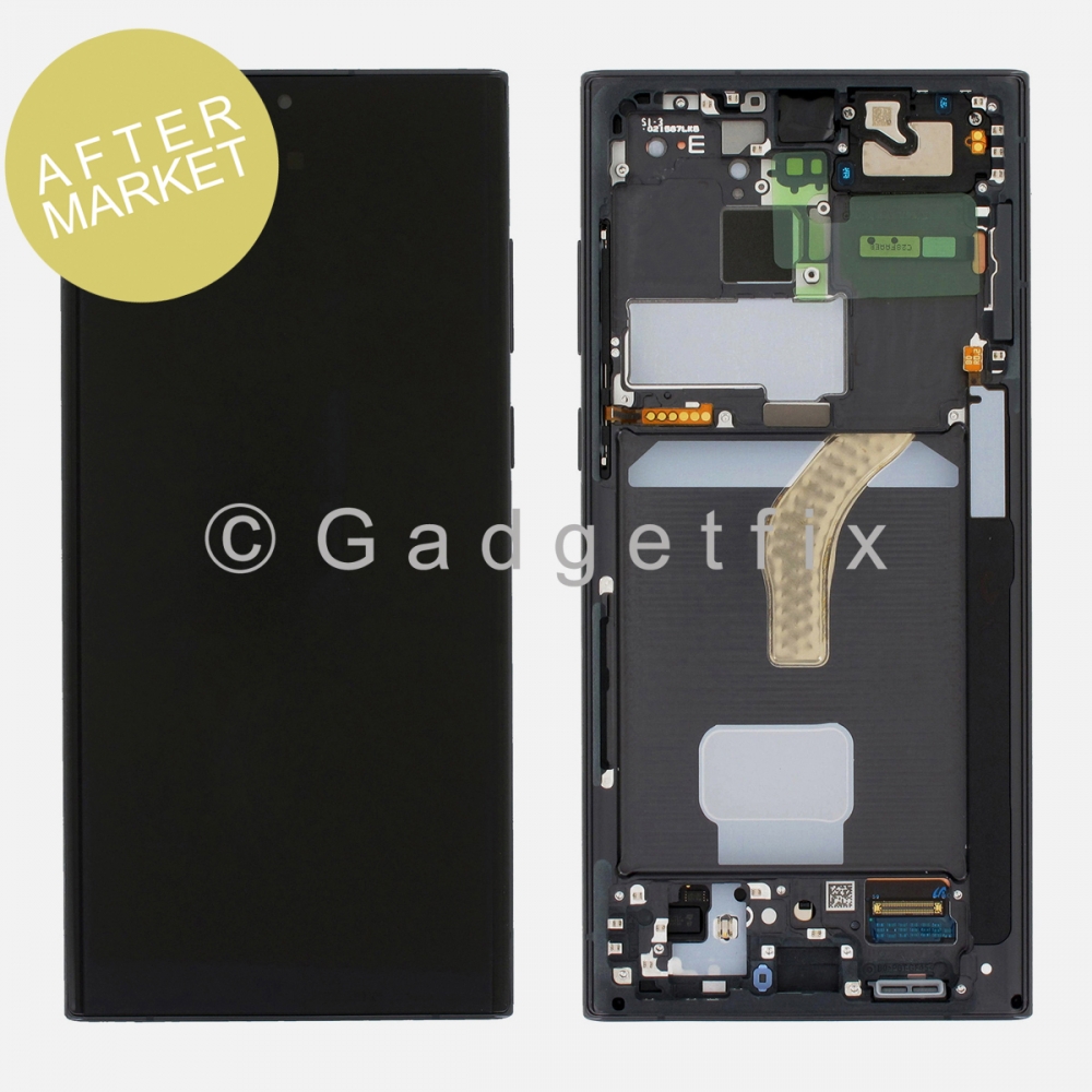 Aftermarket Black OLED Display Screen Touch Digitizer Frame for Samsung Galaxy S22 Ultra G908U G908B