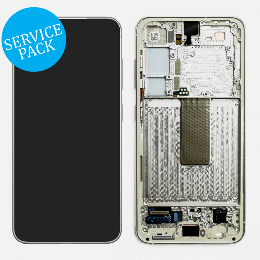 Cream Samsung S23 5G S911 OLED Display LCD Touch Screen Digitizer Assembly Frame (Service Pack)