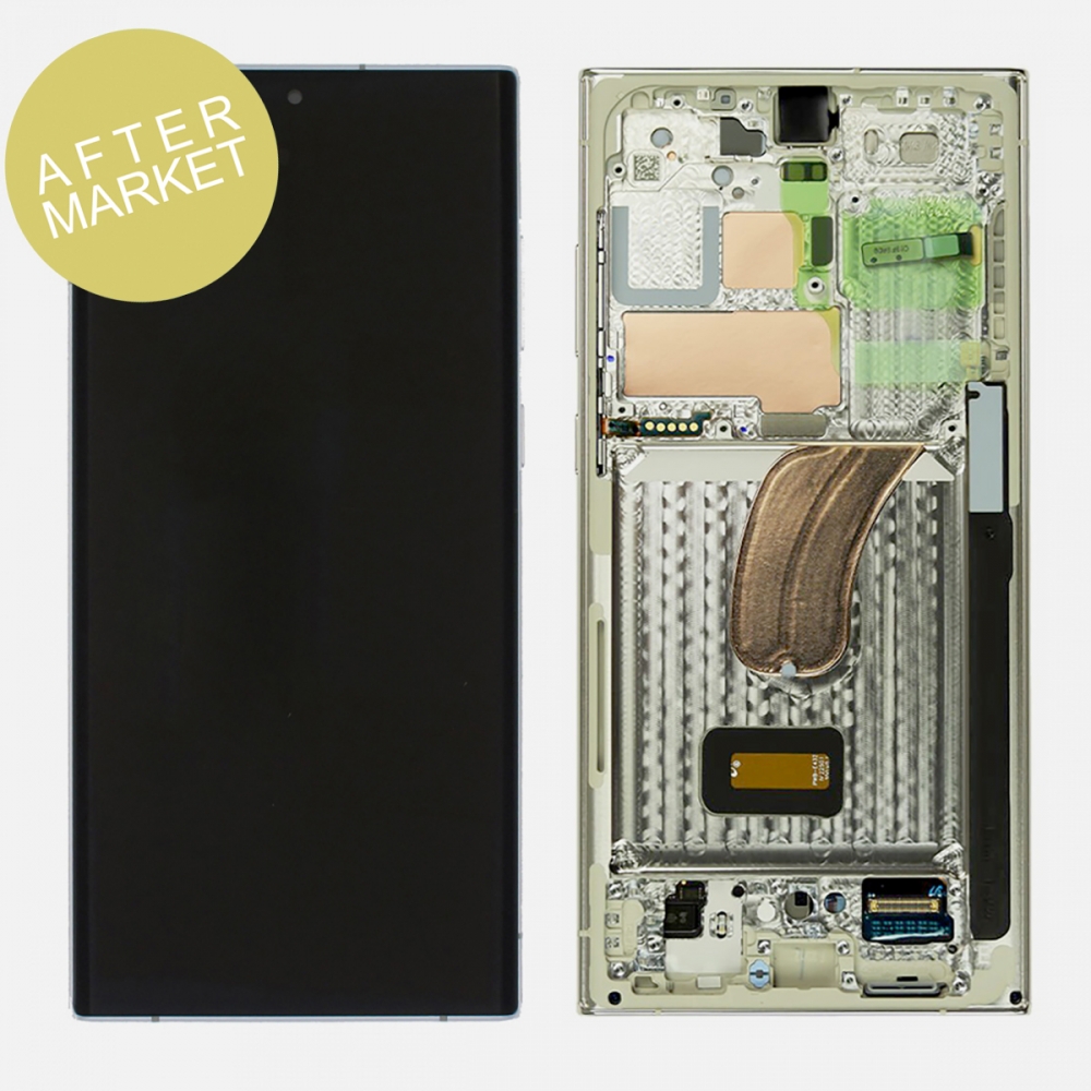 Aftermarket Cream Samsung S23 Ultra 5G S918 OLED Display LCD Touch Screen Digitizer Frame