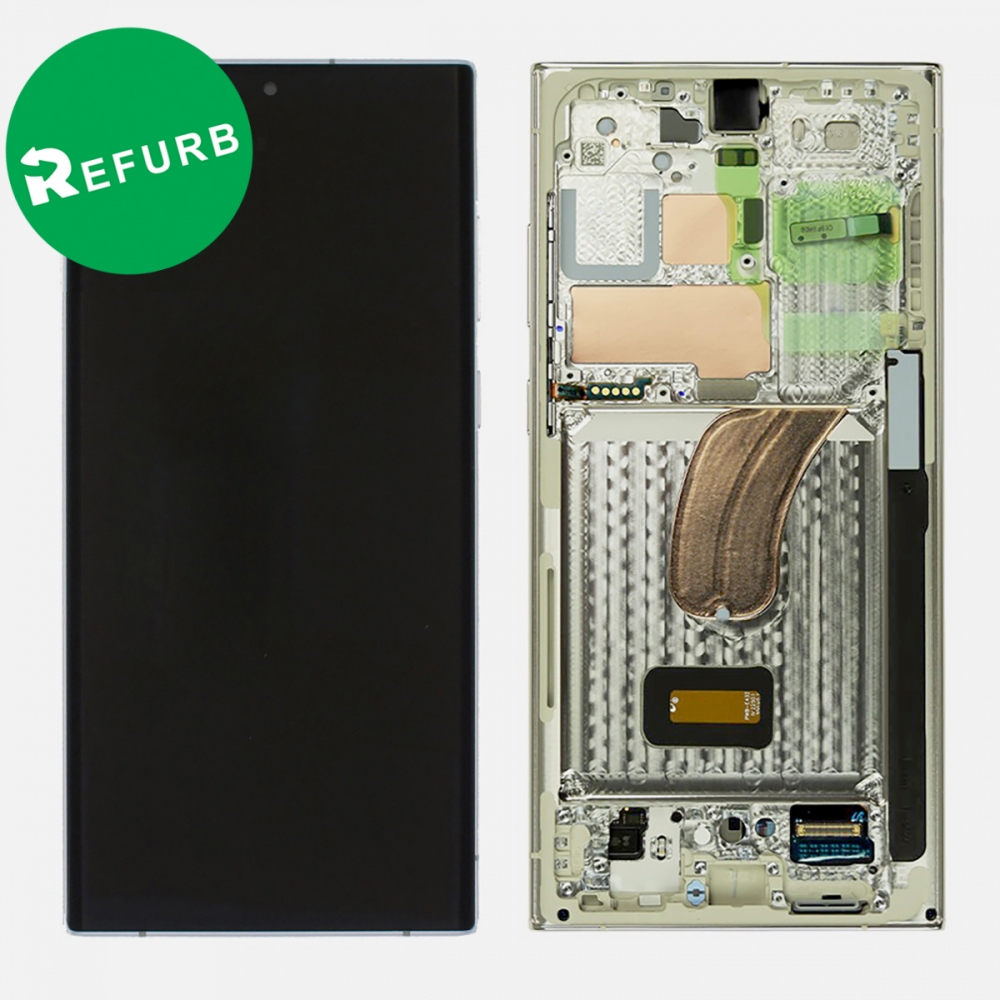 Refurbished Cream Samsung S23 Ultra 5G S918 OLED Display LCD Touch Screen Digitizer Frame