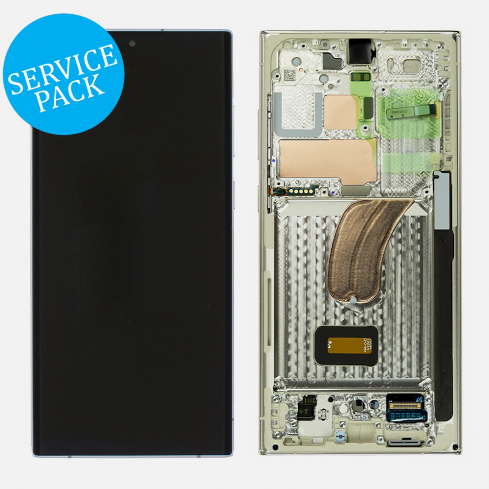 Cream Samsung S23 Ultra 5G S918 OLED Display LCD Touch Screen Digitizer Assembly Frame (Service Pack)