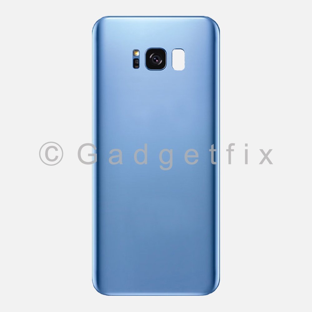 Blue Back Cover Glass Battery Door + Camera Lens + Adhesive for Samsung Galaxy S8 Plus