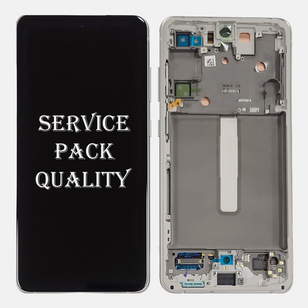 White Samsung Galaxy G990 S21 FE 5G OLED Display LCD Touch Screen Digitizer + Frame (Service Pack)