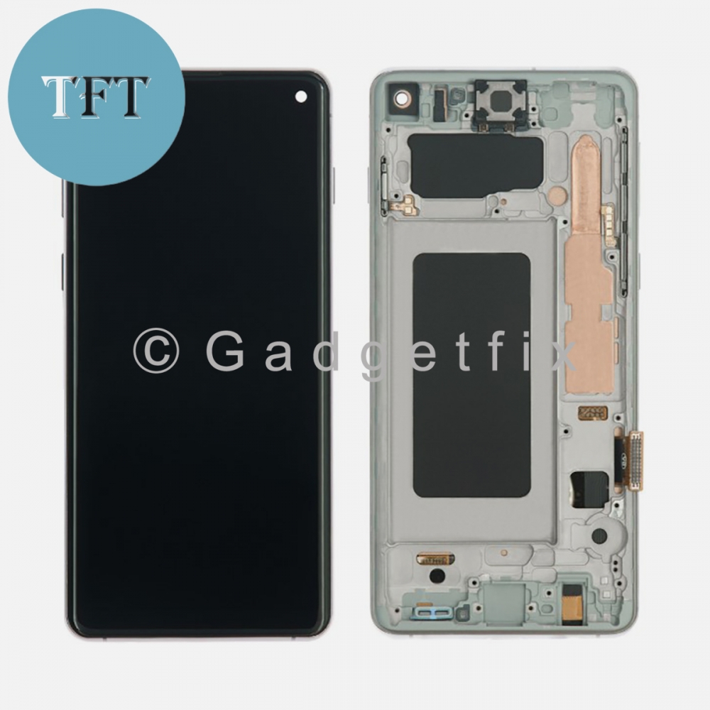 White TFT LCD Display Touch Screen Digitizer + Frame For Samsung Galaxy S10 G973 | No Fingerprint Sensor