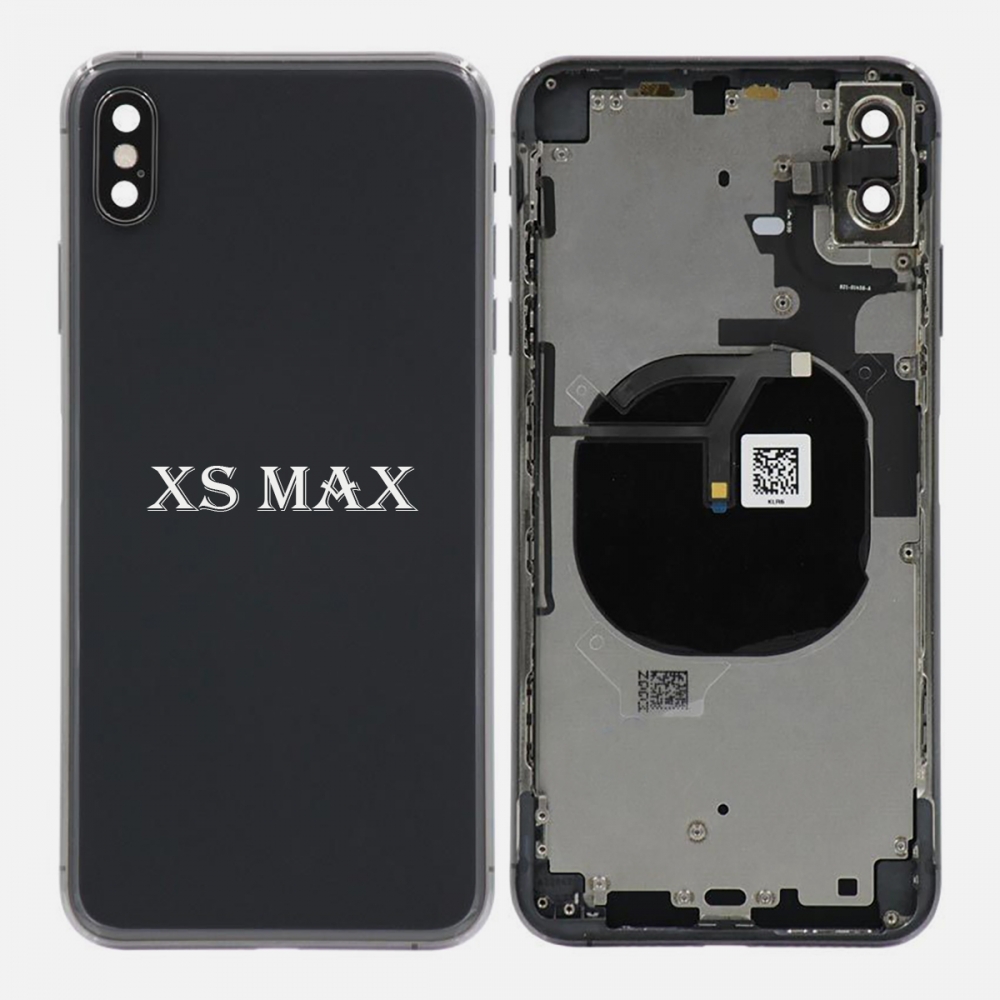 Black Battery Back Glass Door + Mid Frame + Camera Lens + NFC & Volume Flex For Iphone XS Max