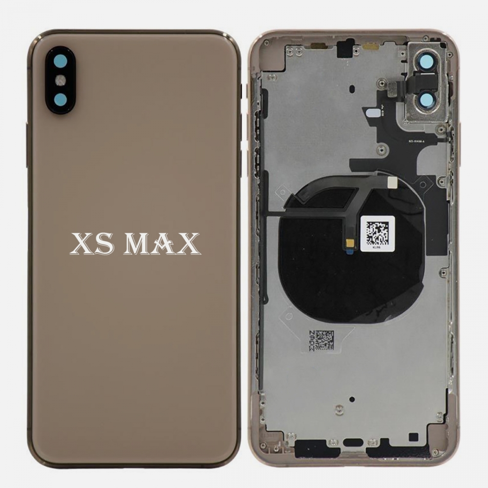 Gold Battery Back Glass Door + Mid Frame + Camera Lens + NFC & Volume Flex For Iphone XS Max