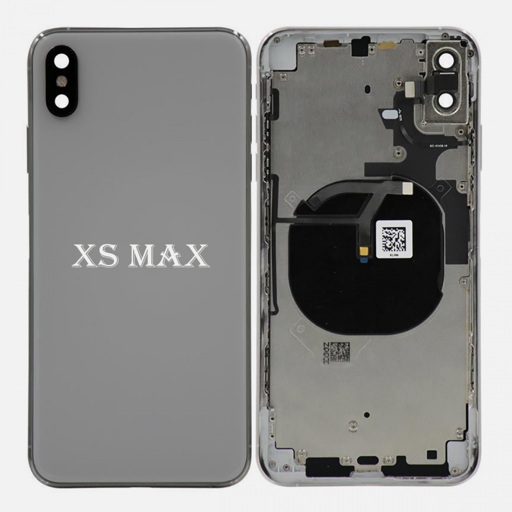 Silver Battery Back Glass Door + Mid Frame + Camera Lens + NFC & Volume Flex For Iphone XS Max